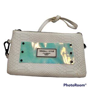 Crossbody Bag Faux Snakeskin White Shoulder Purs Iridescent logo Kendall + Kylie